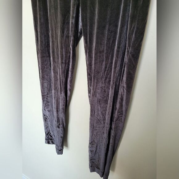Elaine Kim Black Velvet Pants Straight Leg Trousers Pull On Elastic Waist XL - Picture 4 of 10